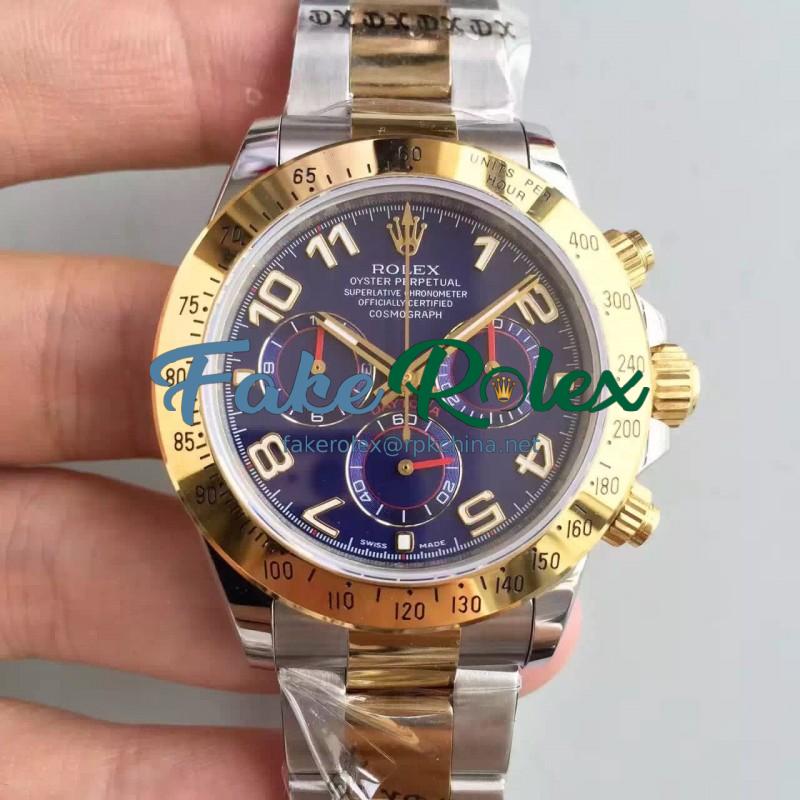 Replica Rolex Daytona Cosmograph 116503 JH Yellow Gold & Stainless Steel Blue Dial Swiss 4130 Run 6@SEC