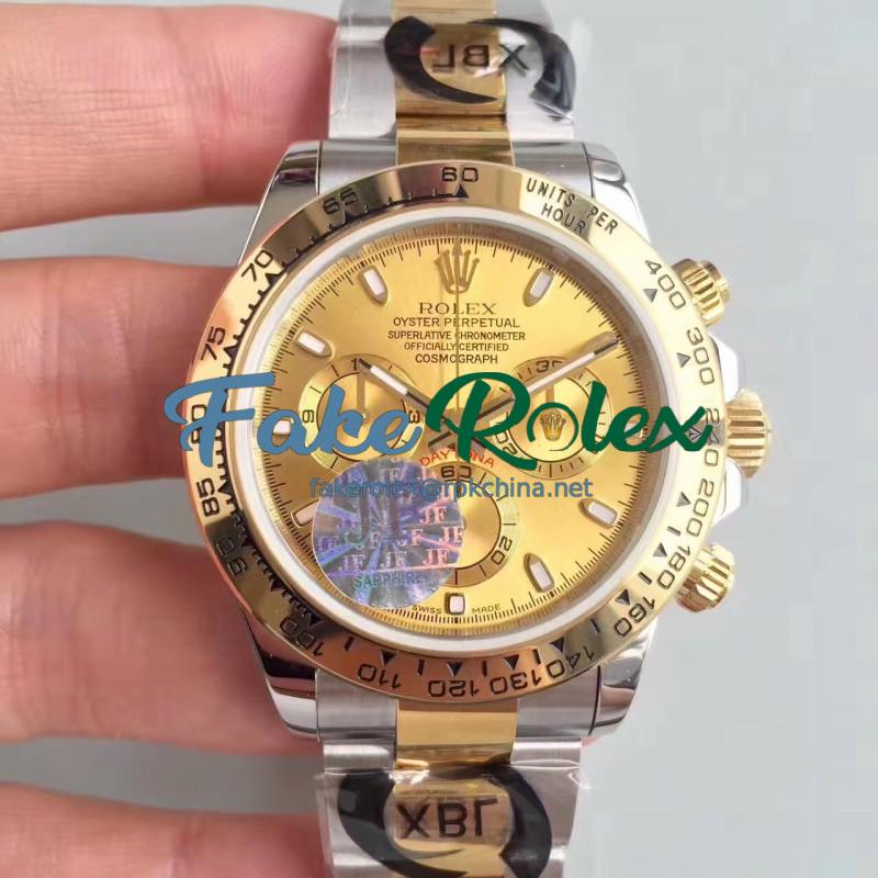 Replica Rolex Daytona Cosmograph 116503 JF Stainless Steel & Yellow Gold Champagne Dial Swiss 7750 Run 6@SEC