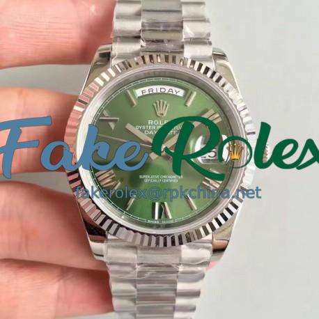 Replica Rolex Day-Date 40 228239 N Stainless Steel Green & Roman Dial Swiss 3255