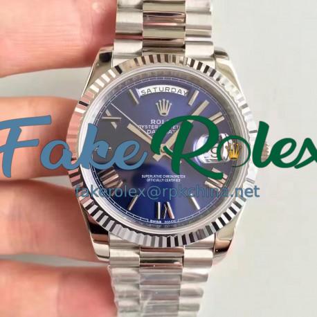 Replica Rolex Day-Date 40 228239 N Stainless Steel Blue Dial Swiss 3255