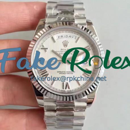 Replica Rolex Day-Date 40 228239 40MM N Stainless Steel Silver Quadrant Dial Swiss 3255