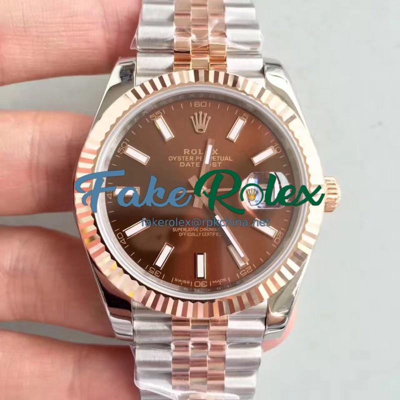 Replica Rolex Datejust II 116333 41MM N Stainless Steel & Rose Gold Chocolate Dial Swiss 3235