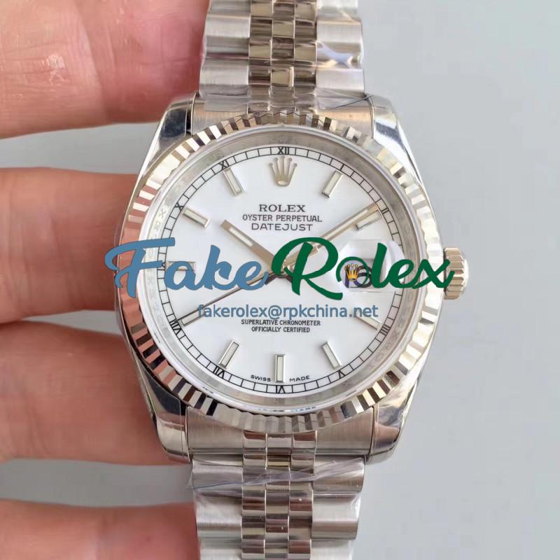 Replica Rolex Datejust 36MM 116234 AR Stainless Steel 904L White Dial Swiss 3135