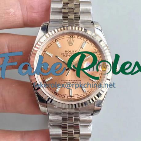 Replica Rolex Datejust 36MM 116234 AR Stainless Steel 904L Rose Gold Dial Swiss 3135