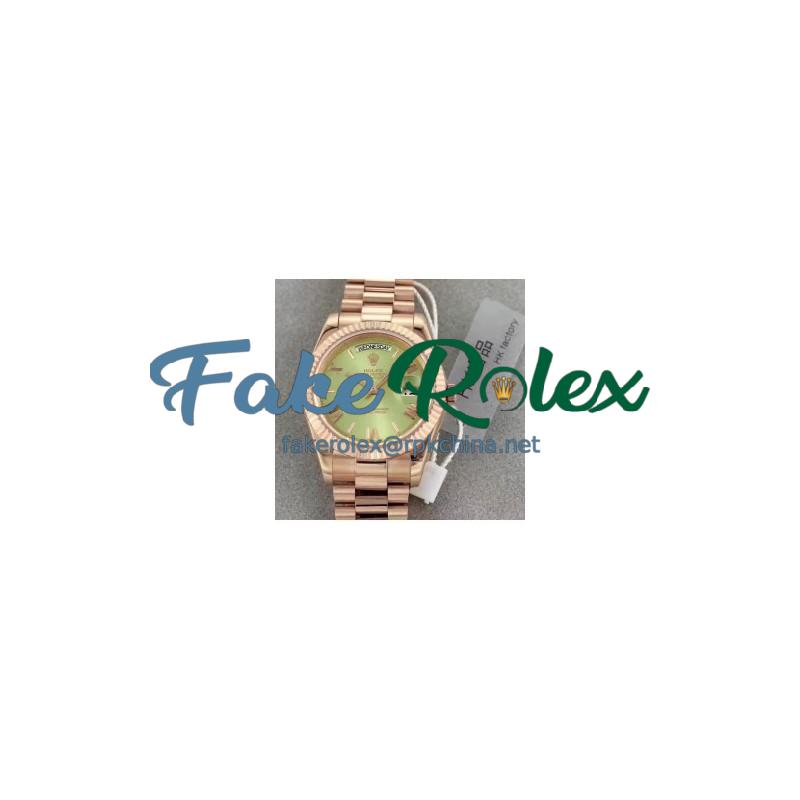 Replica Rolex Day-Date 40 228235 40MM HK Rose Gold Green Dial Swiss 3255