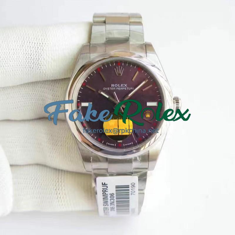 Replica Rolex Oyster Perpetual 34 114300 2018 UB Stainless Steel Red Dial Swiss 2836-2