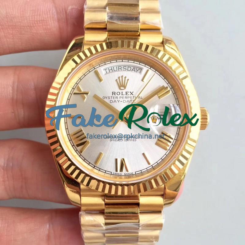 Replica Rolex Day-Date 40 228238 40MM AR Stainless Steel 904L With 18K Yellow Gold Wrapped Rhodium Dial Swiss 3255