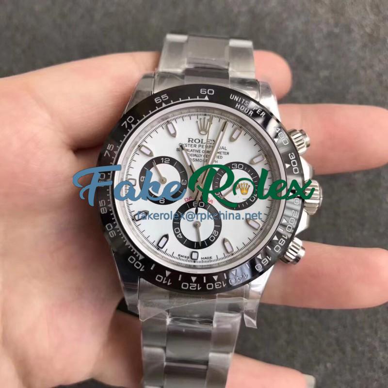 Replica Rolex Daytona Cosmograph 116500LN N Stainless Steel White Dial Swiss 7750 Run 6@SEC