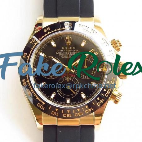 Replica Rolex Daytona Cosmograph 116518LN AR Yellow Gold Black Dial Swiss 4130 Run 6@SEC