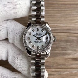 Replica Rolex Lady Datejust 28 279136RBR 28MM WF Stainless Steel & Diamonds Mother Of Pearl Dial Swiss 2671