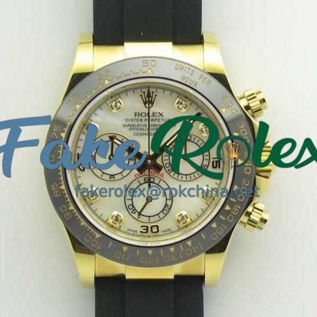 Replica Rolex Daytona Cosmograph 116518LN JH Yellow Gold Mother Of Pearl Dial Swiss 4130 Run 6@SEC
