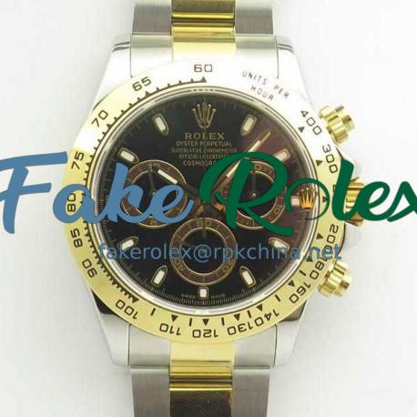 Replica Rolex Daytona Cosmograph 116503 BP Yellow Gold & Stainless Steel Black Dial Swiss 4130 Run 6@SEC