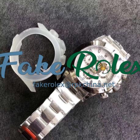 Replica Rolex Daytona Cosmograph 116520 N Stainless Steel 904L White Dial Swiss 4130 Run 6@SEC