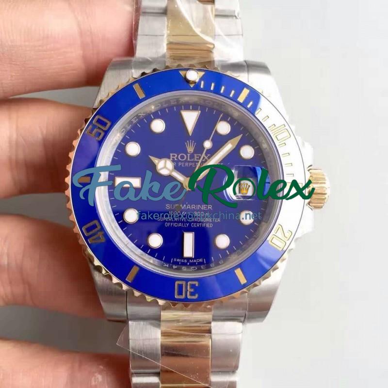 Replica Rolex Submariner Date 116613LB 2018 N V8S 24K Yellow Gold Wrapped & Stainless Steel Blue Dial Swiss 3135