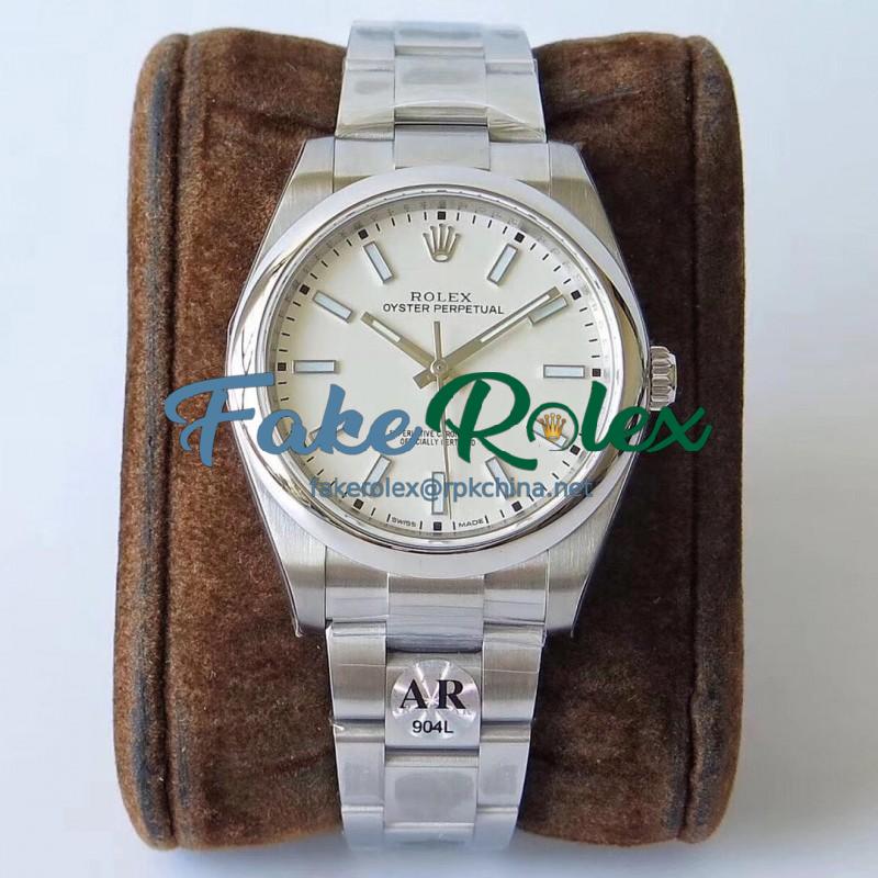 Replica Rolex Oyster Perpetual 39 114300 AR Stainless Steel 904L White Dial Swiss 3132