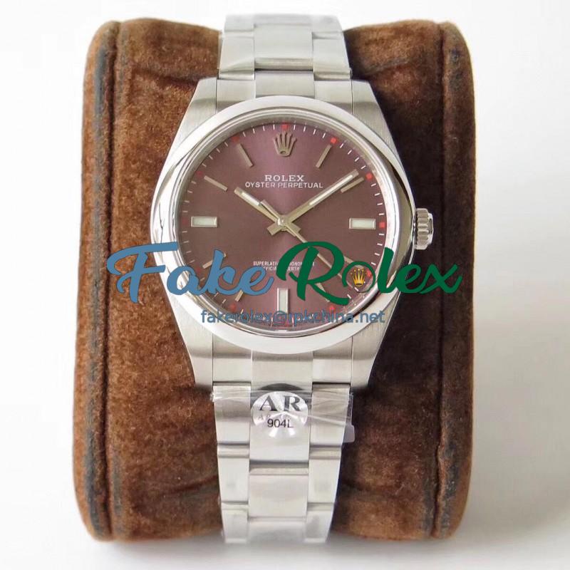 Replica Rolex Oyster Perpetual 39 114300 AR Stainless Steel 904L Red Dial Swiss 3132
