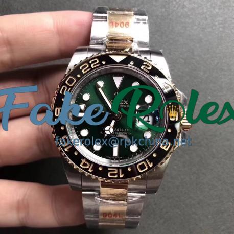 Replica Rolex GMT-Master II 116713 GM Stainless Steel 904L & Yellow Gold Green Dial Swiss 2836-2
