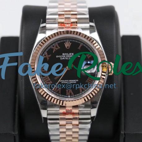 Replica Rolex Datejust 36MM 116231 GM Stainless Steel 904L & Rose Gold Black Dial Swiss 2824-2