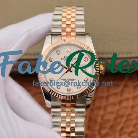 Replica Rolex Datejust 36MM 116231 GM Stainless Steel 904L & Rose Gold White Dial Swiss 2824-2