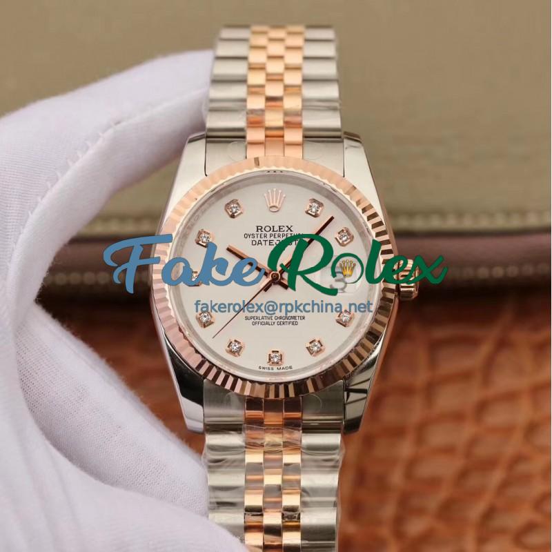 Replica Rolex Datejust 36MM 116231 GM Stainless Steel 904L & Rose Gold White Dial Swiss 2824-2