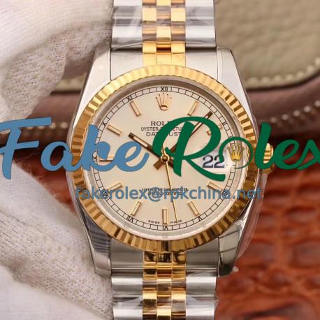 Replica Rolex Datejust 36MM 116233 AR V2 Stainless Steel & Yellow Gold Silver Dial Swiss 3135