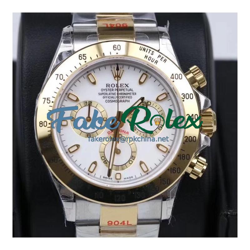 Replica Rolex Daytona Cosmograph 116503 GM Yellow Gold & Stainless Steel 904L White Dial Swiss 4130 Run 6@SEC