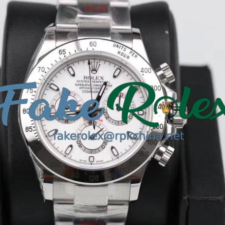 Replica Rolex Daytona Cosmograph 116520 GM Stainless Steel 904L White Dial Swiss 4130 Run 6@SEC