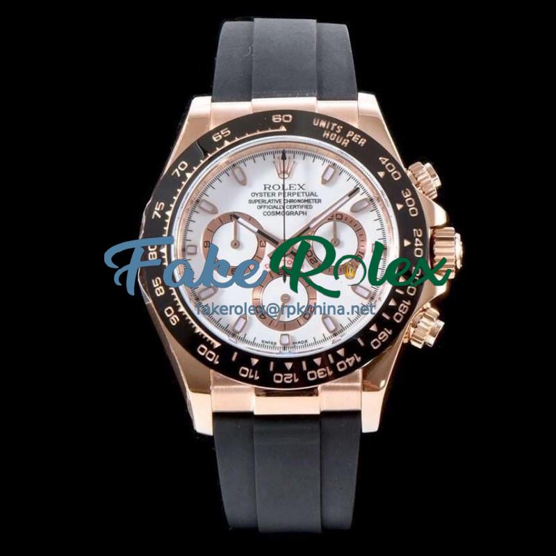 Replica Rolex Daytona Cosmograph 116515LN AR V2 Rose Gold Plated Stainless Steel 904L White Dial Swiss 4130 Run 6@SEC