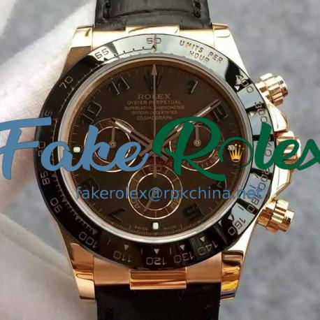 Replica Rolex Daytona Cosmograph 116515LN JH Rose Gold Brown Dial Swiss 4130 Run 6@SEC