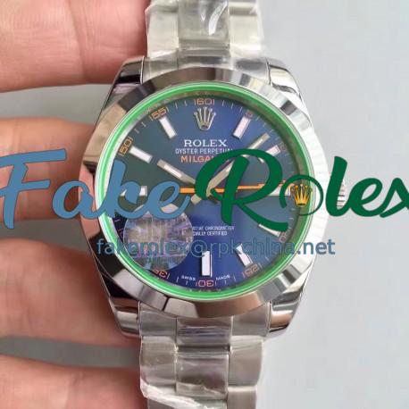 Replica Rolex Milgauss 116400GV JF Stainless Steel Blue Dial Swiss 2836-2