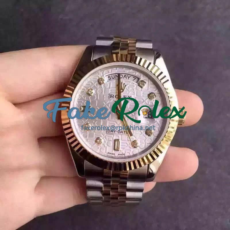 Replica Rolex Day-Date 116233 36MM V5 Stainless Steel & Yellow Gold White Rolex Dial Swiss 2836-2