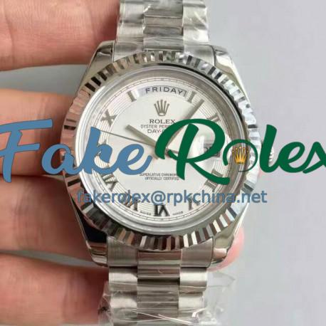 Replica Rolex Day-Date II 218239 41MM V6 Stainless Steel White Dial Swiss 2836-2