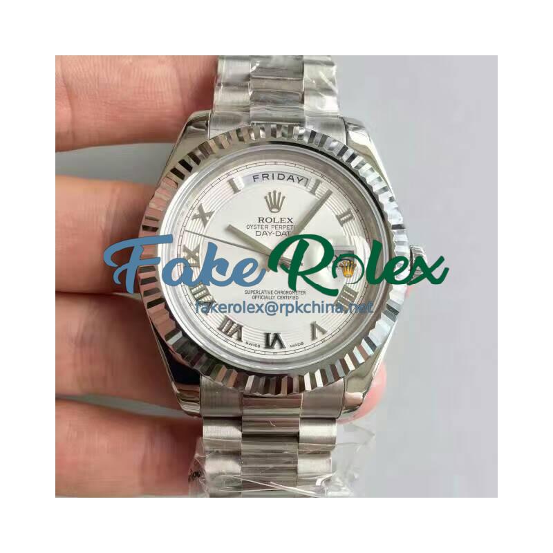 Replica Rolex Day-Date II 218239 41MM V6 Stainless Steel White Dial Swiss 2836-2