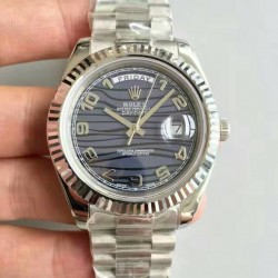 Replica Rolex Day-Date II 218239 41MM V6 Stainless Steel Blue Waves Dial Swiss 2836-2