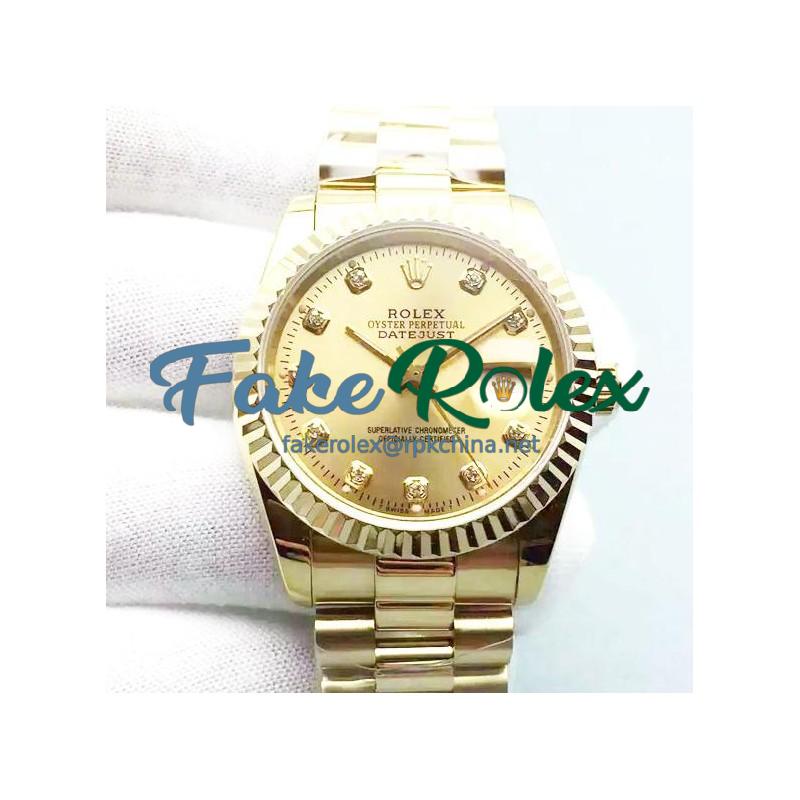 Replica Rolex Datejust 116238 36MM Yellow Gold Champagne Dial Swiss 2836-2