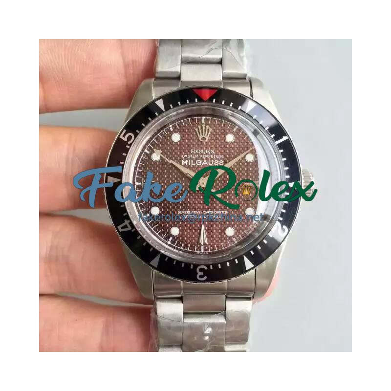 Replica Rolex Milgauss 6541 50TH Anniversary LF Stainless Steel Brown Dial Swiss 2836-2