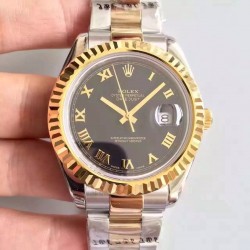 Replica Rolex Datejust 41 126333 41MM NF Stainless Steel & Yellow Gold Black & Roman Dial Swiss 2836-2