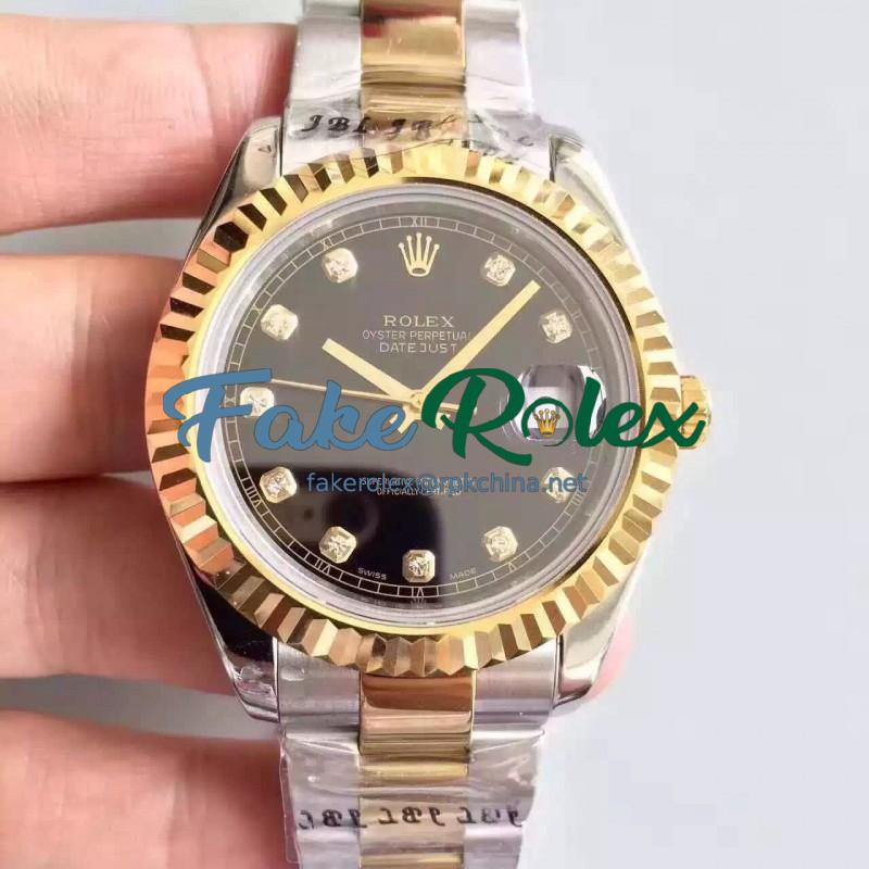 Replica Rolex Datejust 41 126333 41MM NF Stainless Steel & Yellow Gold Black & Diamonds Dial Swiss 2836-2