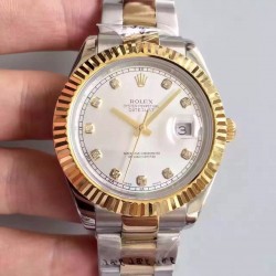 Replica Rolex Datejust 41 126333 41MM NF Stainless Steel & Yellow Gold White & Diamonds Dial Swiss 2836-2