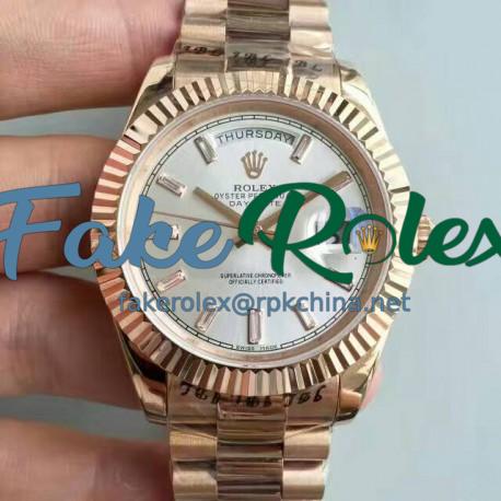 Replica Rolex Day-Date 40 228235 40MM KW Rose Gold Sundust Dial Swiss 3255