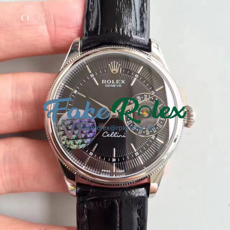 Replica Rolex Cellini Date 50519 VF Stainless Steel Black Dial Swiss 3165