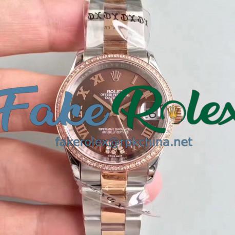 Replica Rolex Datejust 31 178341 31MM JF Stainless Steel & Rose Gold Chocolate Dial Swiss 2836-2