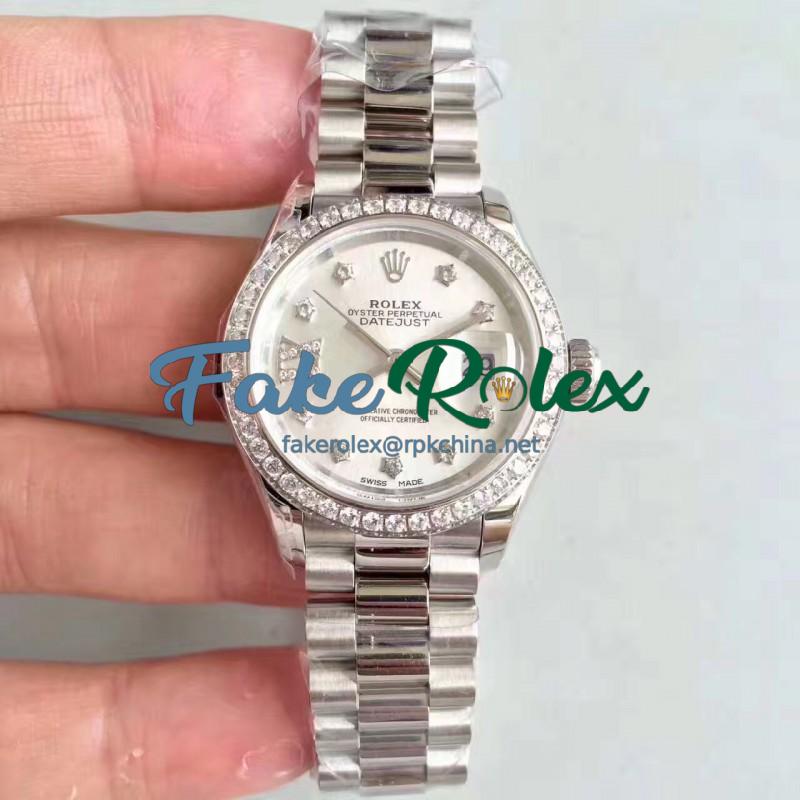 Replica Rolex Lady Datejust 28 279136RBR 28MM N Stainless Steel & Diamonds Silver Dial Swiss 2236