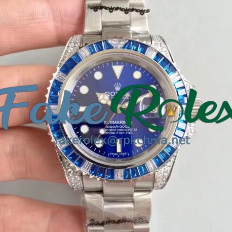 Replica Rolex Submariner Date 116619LB BP Stainless Steel & Diamonds Blue Dial Swiss 2836-2