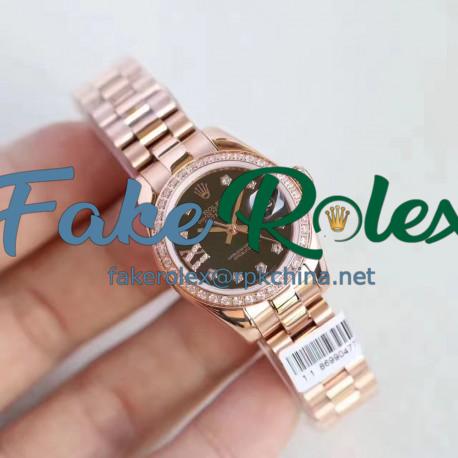 Replica Rolex Lady Datejust 28 279135RBR 28MM N Rose Gold & Diamonds Black Dial Swiss 2671