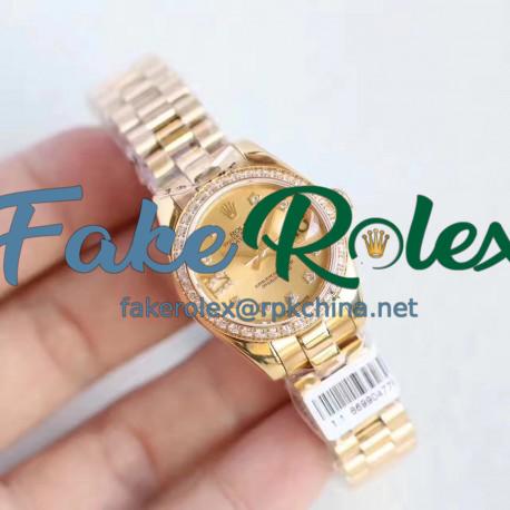 Replica Rolex Lady Datejust 28 279135RBR 28MM N Rose Gold & Diamonds Champagne Dial Swiss 2671