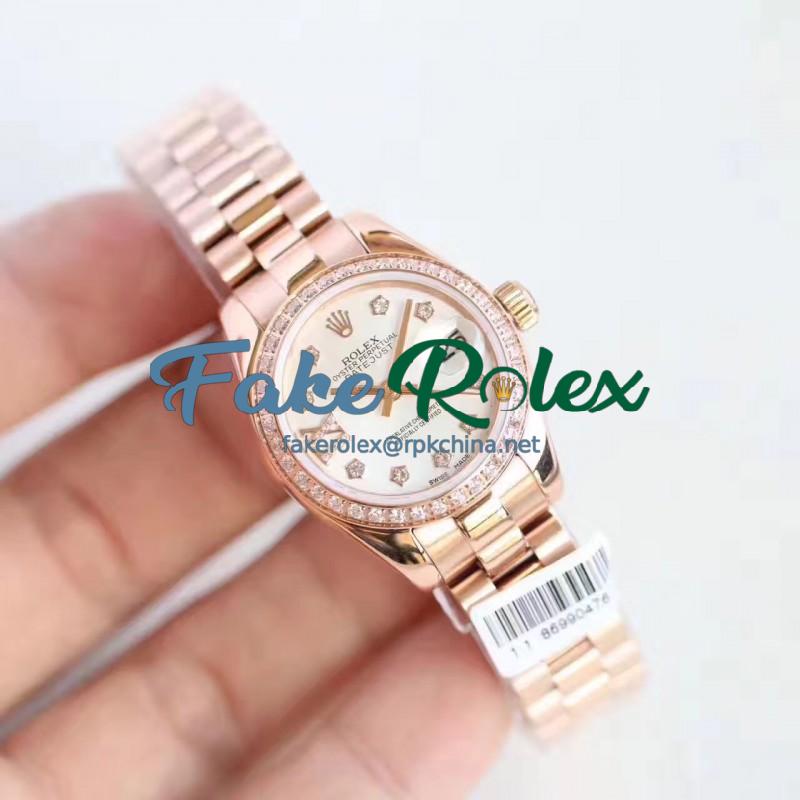 Replica Rolex Lady Datejust 28 279135RBR 28MM N Rose Gold & Diamonds Mother Of Pearl Dial Swiss 2671